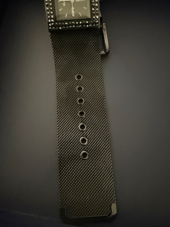 DKNY Black Mesh Strap Square Crystal Bezel Watch- Vintage main image 7